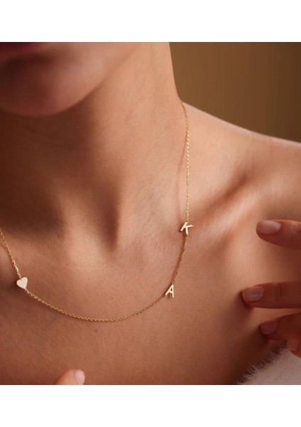 Kalp Formlu Altın Iki Harfli Kolye 14 Ayar fiyatları