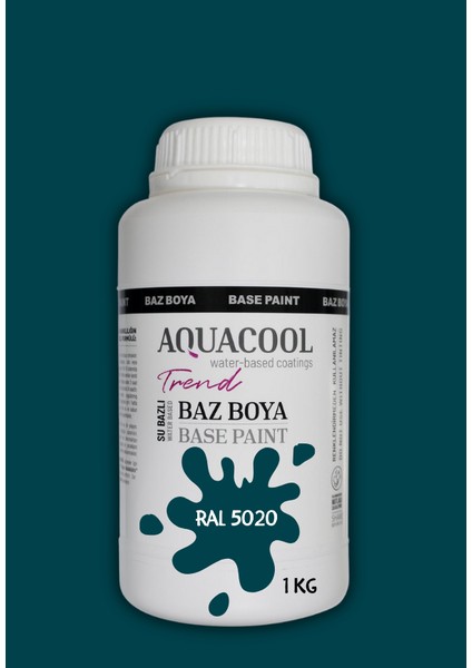 Akrilik Hobi Boya 1 kg Su Bazlı Hibrit Dönüşüm Boyası Ral 5020 Okyanus Mavi