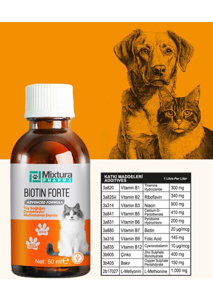 Biotin Forte Tüy Sağlığını Destekleyici Multivitamin Damla (KEDİ VE KÖPEK TÜY DÖKÜLMESİNİ ÖNLEYİCİ) modelleri