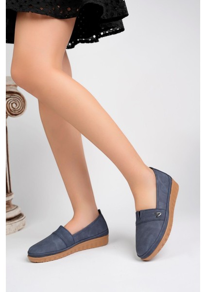Taban V Tokalı Lacivert Kot Ayakkabı