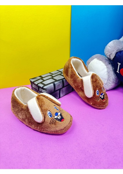 Günlük Kız Erkek Çocuk Panduf Tavşan Figürlü Desenli Taban Yumuşak Esnek Kreş Ayakkabısı Ev Botu 361