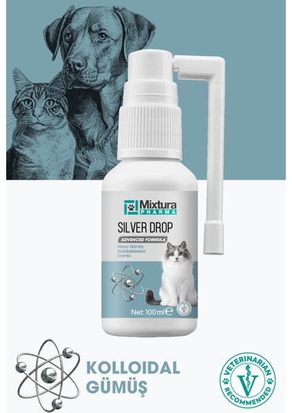 Silver Drop Nano-Gümüş Dezenfektan Damla Sprey – Kedi ve Köpek Temizleme Spreyi