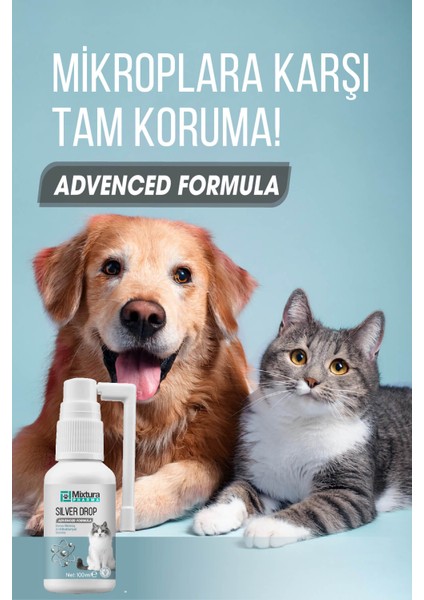 Silver Drop Nano-Gümüş Dezenfektan Damla Sprey – Kedi ve Köpek Temizleme Spreyi