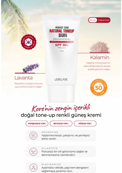 Ton Eşitleyici Renkli Güneş Koruyucu Lebelage Tone Up Sun Spf 50+ Pa++++