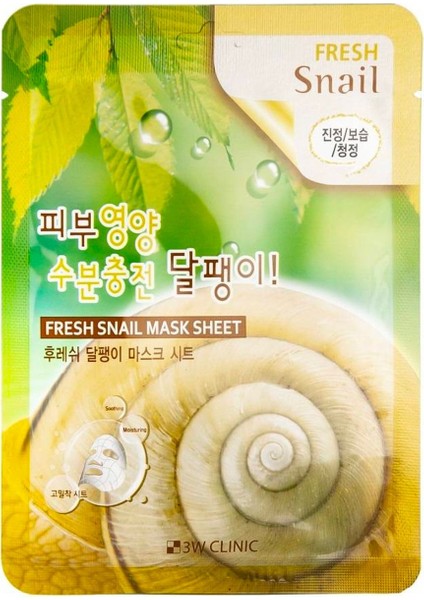 Salyangoz Özü Içeren Nemlendirici ve Onarıcı Kağıt Maske 3W Clinic Fresh Snail Mask Sheet