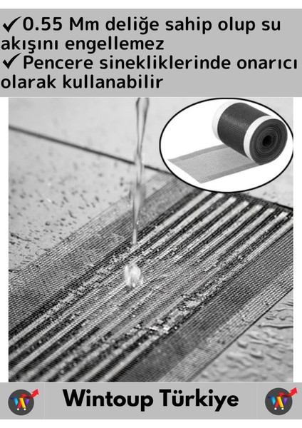 Premium Seri Suya Dayanıklı Gider Süzgeci Sineklik Tamir Kiti Bant 0.55 mm 12 cm x 4 Metre 2 Adet