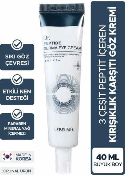 40 ml - Peptit Kompleksi ile Anti Aging Karşıtı Göz Kremi Dr. Peptide Derma Eye Cream