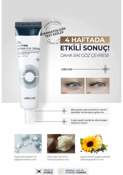 40 ml - Peptit Kompleksi ile Anti Aging Karşıtı Göz Kremi Dr. Peptide Derma Eye Cream