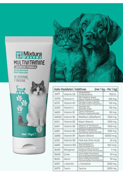 Multivitamine Multivitaminli Malt Macunu - Kedi Vitamini - Köpek Vitamini