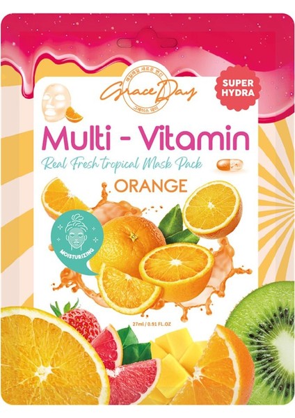 Multivitamin Portakal Yoğun Nemlendirici Kağıt Maske Grace Day Orange Sheet Mask ( Vegan Maske )