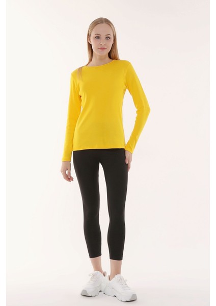 Kadın Uzun Kollu Bisiklet Yaka Tişört