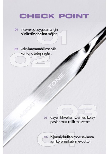 Paslanmaz Çelik Viral Makyaj Uygulama Spatulası About Tone Spatula