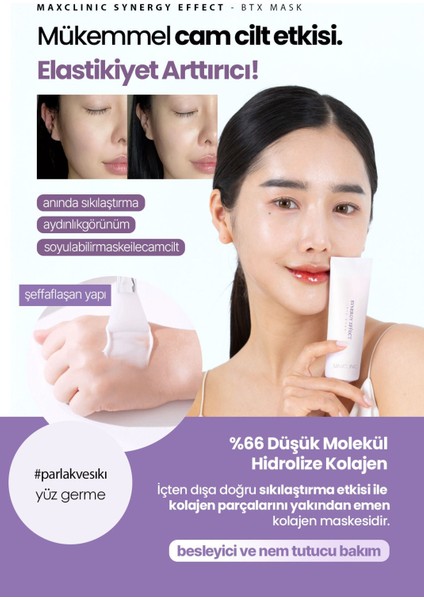 Soyulan Cam Cilt Maske Kolajen ve Botalinium Maxclinic Btx Botoks Mask