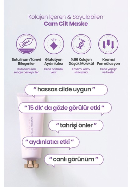 Soyulan Cam Cilt Maske Kolajen ve Botalinium Maxclinic Btx Botoks Mask