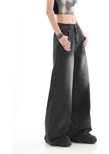 Y2K Siyah Yıkamalı Baggy Jean Bol Paça Pantolon