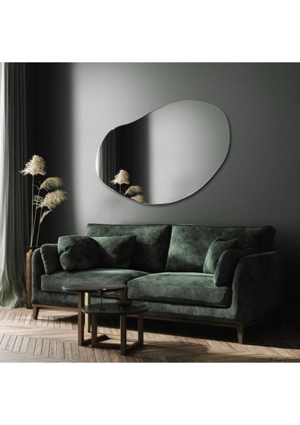 74X96CM Asimetrik Oval Boy Aynası | Lüx Antre Aynası | Makyaj Aynası | Salon Konsol Aynası