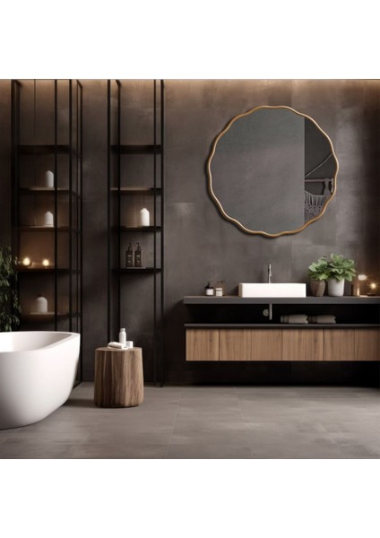 60X60 Dalgalı Asimetrik Duvar Aynası / Konsol Aynası / Makyaj Aynası / Düzensiz Ayna fiyatları