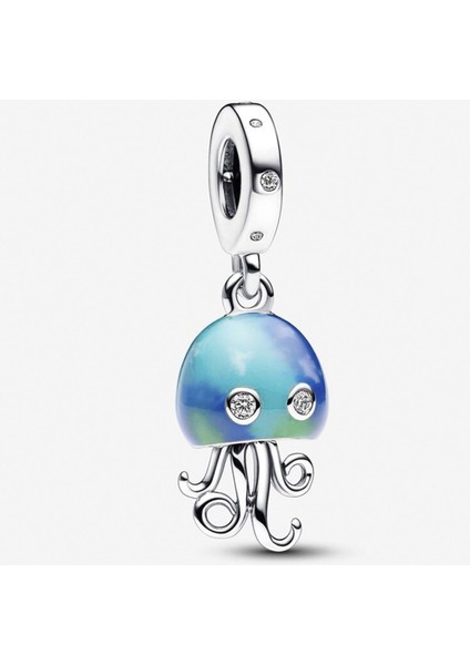 Renk Değiştiren Denizanası Sallantılı Gümüş Charm - NUR-CM00409