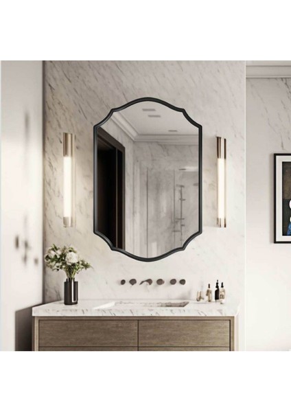 Asimetrik Duvar Aynası / Çerçeveli Düzensiz Dekor Ayna / Banyo Aynası