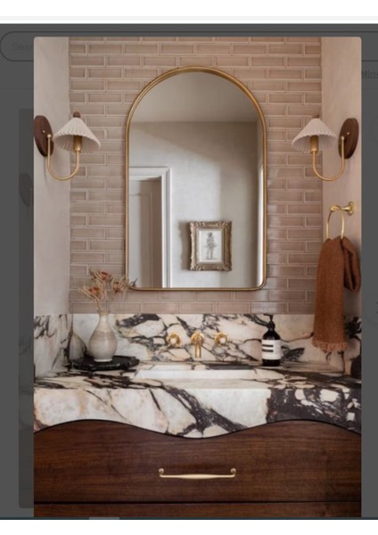 55X80 Gold Çerçeveli Asimetrik Duvar Aynası / Banyo Aynası / Dekor Aynası