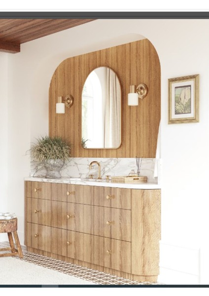 55X80 Gold Çerçeveli Asimetrik Duvar Aynası / Banyo Aynası / Dekor Aynası indirimleri