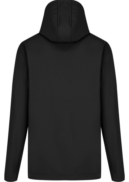 Siyah Erkek %100 Su Geçirmez Içi Polarlı Iç Çepli Çıkartılabilir Kapüşonlu Softshell Mont&kaban