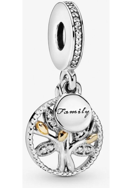 Aile Ağacı Sallantılı Gümüş Charm - NUR-CM00500