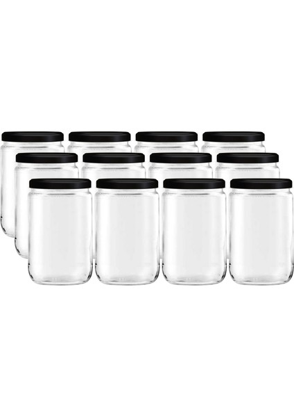 Home 660 ml Mat Siyah Kapaklı Shrinkli Baharatlık Kavanoz