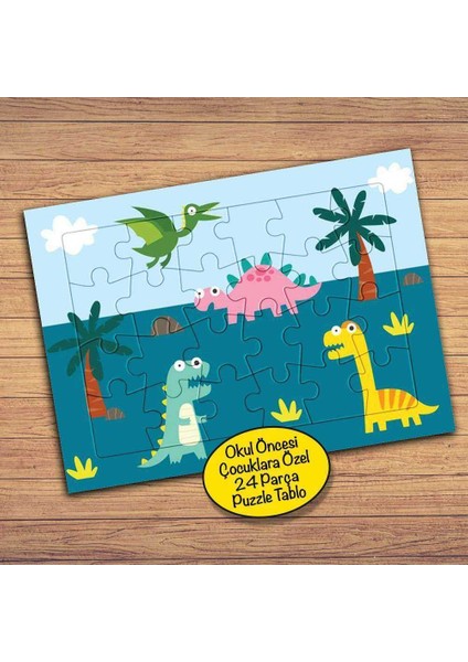 Ağaçlar ve Dinazorlar Çocuklara Özel Puzzle Yapboz TABLO-PZ194