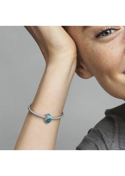 Folyolu Fasetli Yeşil Murano Camlı Gümüş Charm - NUR-CM00354 fiyatları