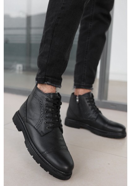 Harold Erkek Kahverengi Garantili Deri Soğuk Geçirmez Kaymaz Kauçuk Taban Bot HAROLD-7145