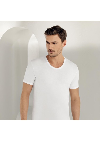 E001 6'lı Paket Erkek %100 Pamuk Beyaz Bisiklet Fanila L