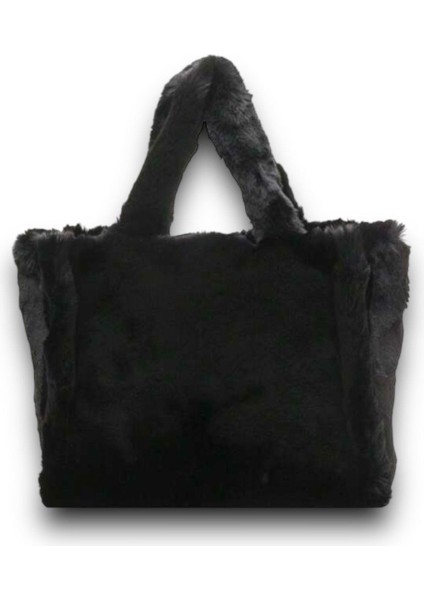 Peluş Siyah Yumuşak Dokulu Tote Omuz Çantası modelleri