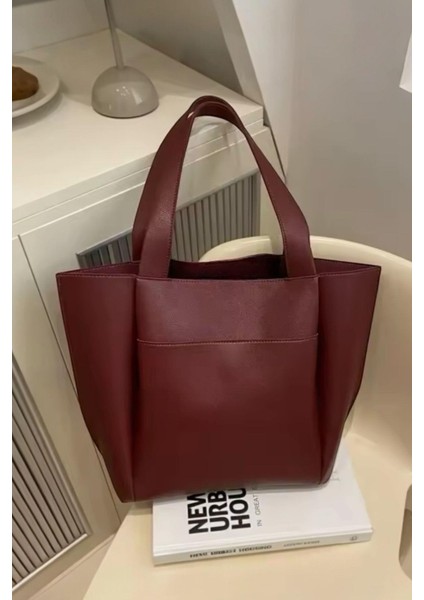 Kadın Cherry Tote Büyük Boy Fermuarlı Kadın Omuz Çantası