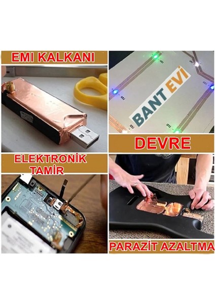 İletken Bakır Bant İnce 3mm Genişlikte, 10metre Uzunlukta