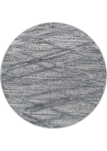 Yuvarlak Modern Iskandinav Yumuşak Bukle Kabartma 3D Çapraz Desen Halı Gri Oturma Salon Mutfak Halı