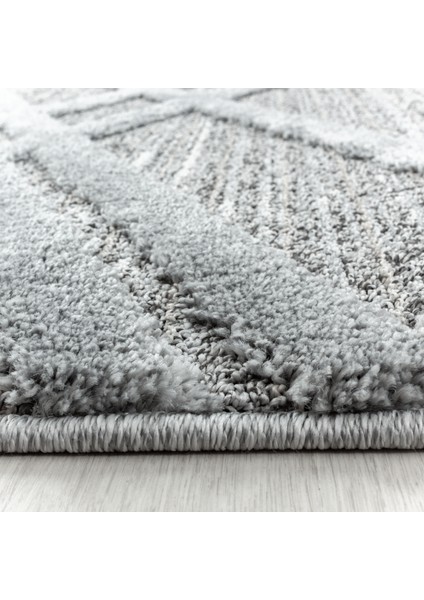 Yuvarlak Modern Iskandinav Yumuşak Bukle Kabartma 3D Çapraz Desen Halı Gri Oturma Salon Mutfak Halı