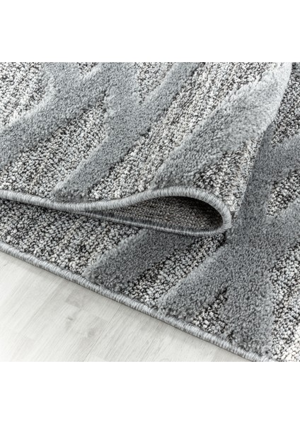 Yuvarlak Modern Iskandinav Yumuşak Bukle Kabartma 3D Çapraz Desen Halı Gri Oturma Salon Mutfak Halı