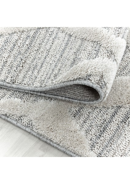 Yuvarlak Modern Iskandinav Yumuşak Bukle Kabartmalı Kare Desenli Halı Gri Oturma-Salon Mutfak Halısı modelleri