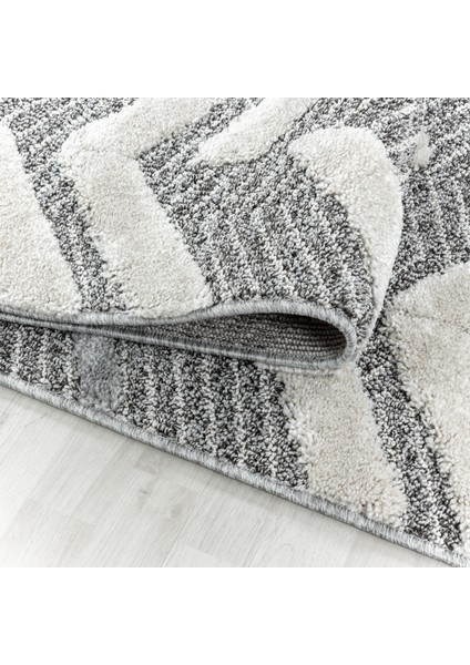Yuvarlak Modern Iskandinav Yumuşak Bukle Kabartmalı 3D Dalgalı Motif Halı Gri Oturmaodası Salon Halı