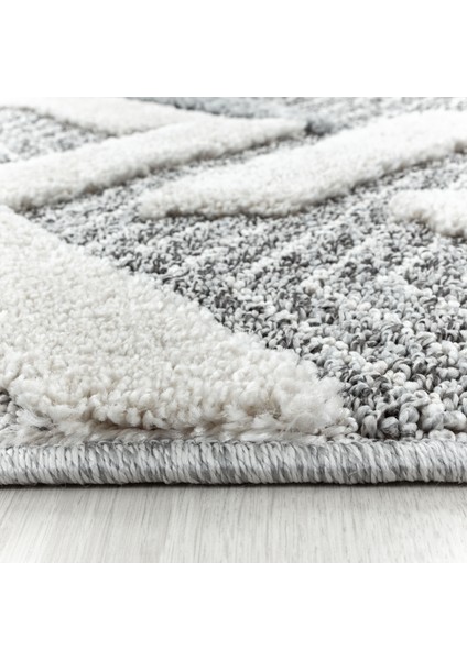 Yuvarlak Modern Iskandinav Yumuşak Bukle Kabartmalı 3D Dalgalı Motif Halı Gri Oturmaodası Salon Halı