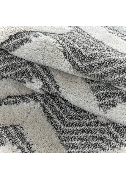 Yuvarlak Modern Iskandinav Yumuşak Bukle Kabartmalı 3D Dalgalı Motif Halı Gri Oturmaodası Salon Halı