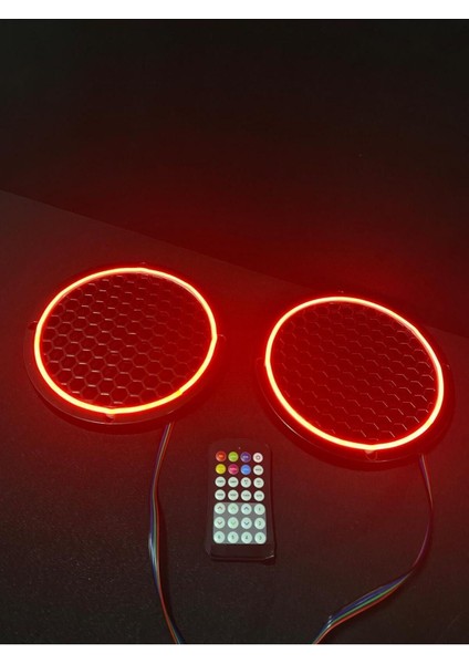 1 Takım 20 Cm(2 Adet)Neon Rgb LED Midrange Kapağı Işıklı Midrange Hoparlör Kapağı Adaptör Kumanda