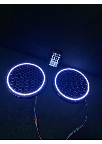 1 Takım 20 Cm(2 Adet)Neon Rgb LED Midrange Kapağı Işıklı Midrange Hoparlör Kapağı Adaptör Kumanda modelleri