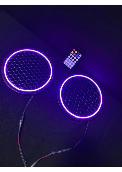 1 Takım 20 Cm(2 Adet)Neon Rgb LED Midrange Kapağı Işıklı Midrange Hoparlör Kapağı Adaptör Kumanda fırsatları