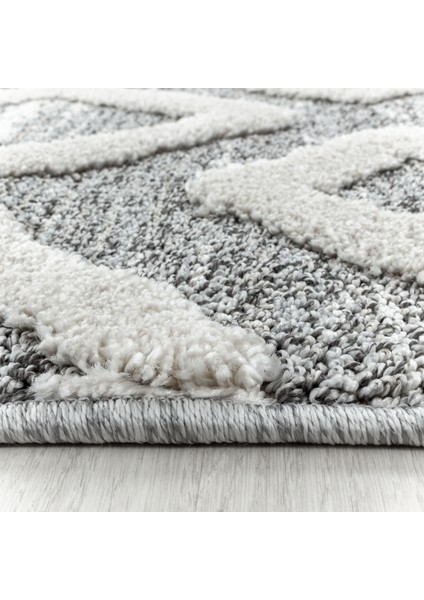 Yuvarlak Modern Iskandinav Yumuşak Bukle Kabartmalı 3D Inka Motif Halı Gri Oturma-Salon Mutfak Halı