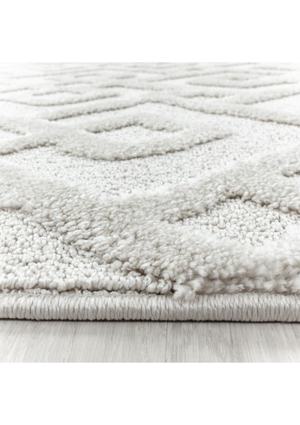 Yuvarlak Modern Iskandinav Yumuşak Bukle Kabartmalı 3D Labirent Desen Krem Oturma-Salon Mutfak Halı fiyatları