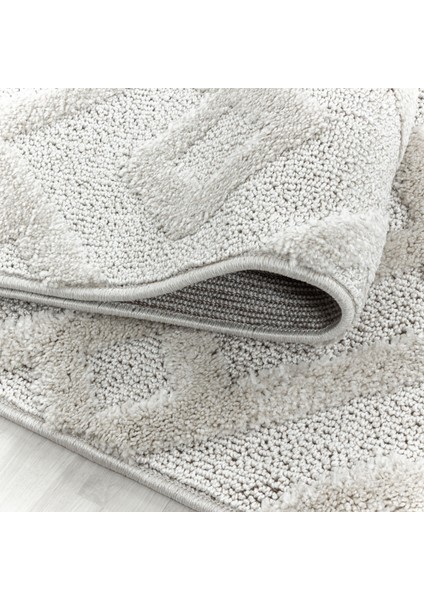 Yuvarlak Modern Iskandinav Yumuşak Bukle Kabartmalı 3D Labirent Desen Krem Oturma-Salon Mutfak Halı modelleri