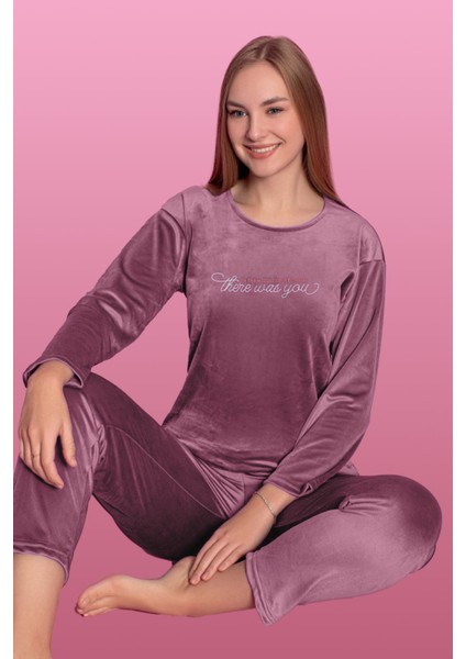 Kadife Kadın Pijama Takımı 25500-92 Pudra