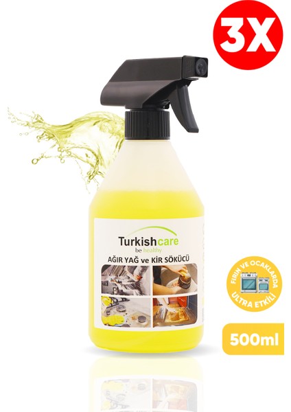 Ağır Kir Yağ Sökücü, Fırın ve Izgara Temizleyici Sprey 500 ml 3'lü Paket